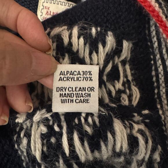 THE ALPACA CONNECTION Sweater Large Hoodie Cardigan Fair Isle Full Zip Llama - Picture 13 of 15